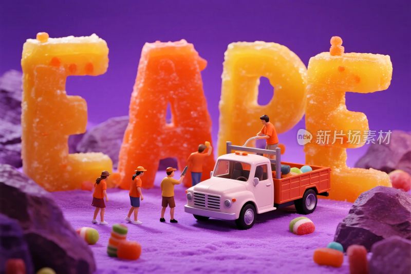 卡通字母玩具场景插画