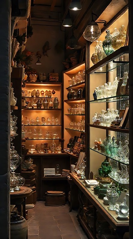 古董玻璃器皿展示店