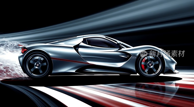 银色赛车疾驰而过速度与激情的完美结合！