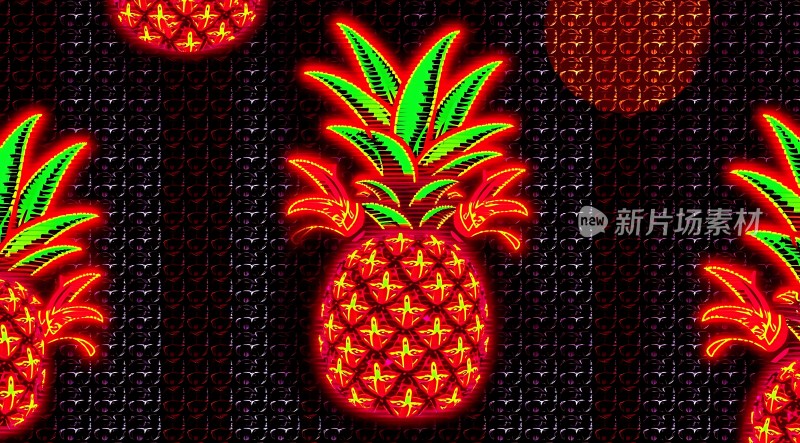 霓虹菠萝图案背景