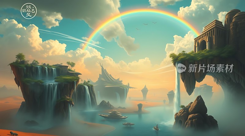 彩虹下的梦幻岛屿世界