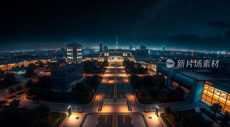 璀璨夜景下的现代都市风光