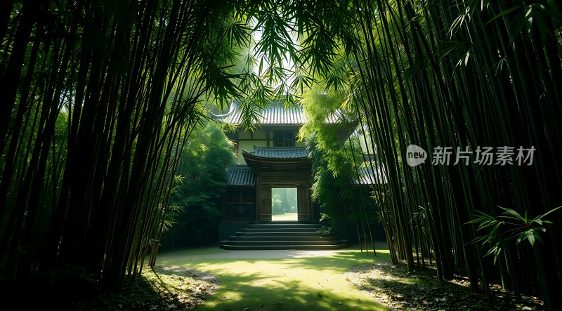 竹影斑驳古寺静