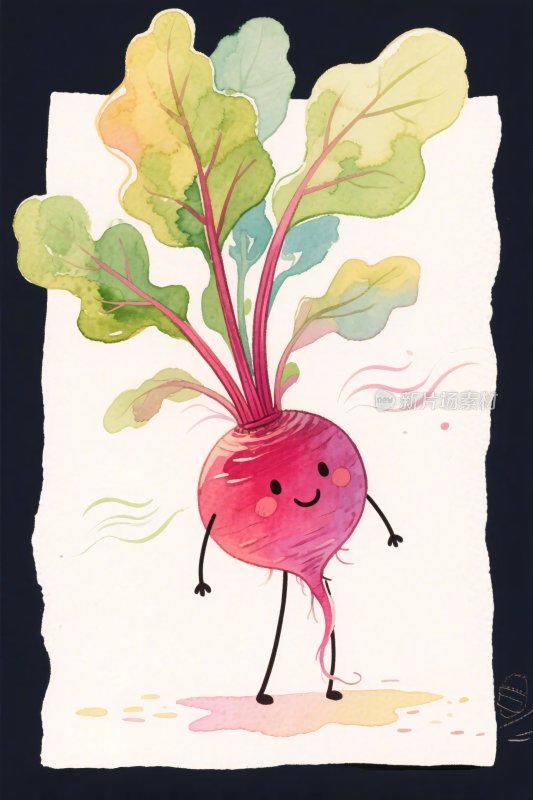 卡通拟人化萝卜插画