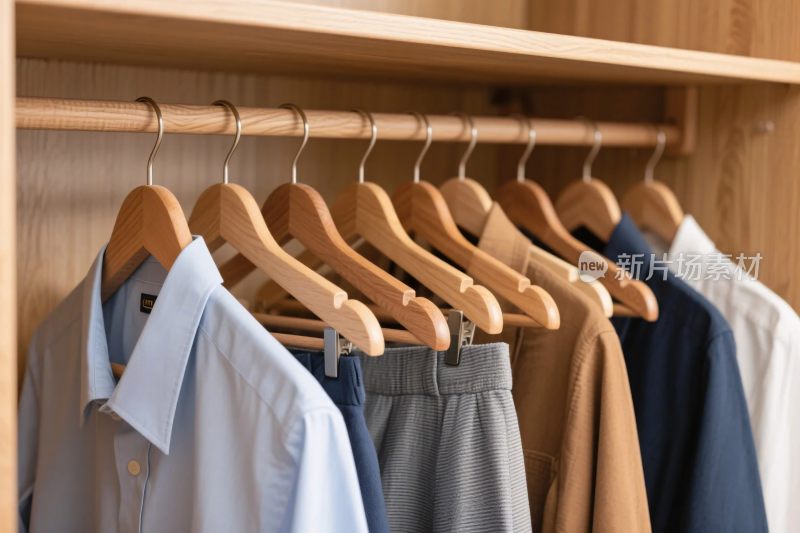 衣柜木质衣架与衣物