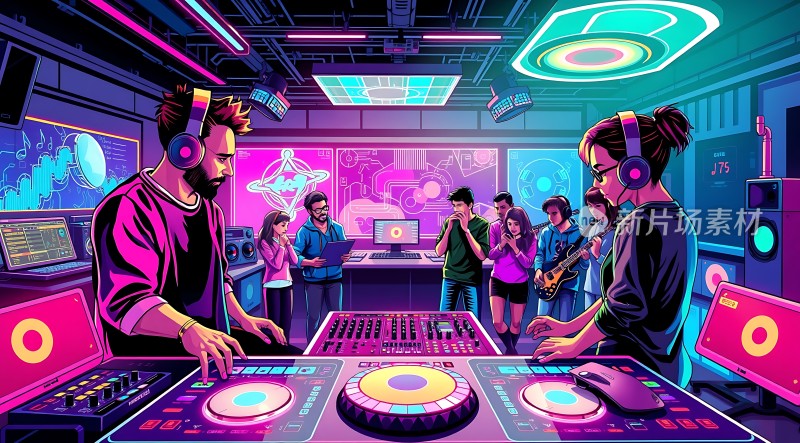 电音派对活力四射的音乐现场