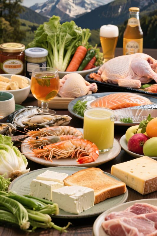 美食食材丰富摆盘