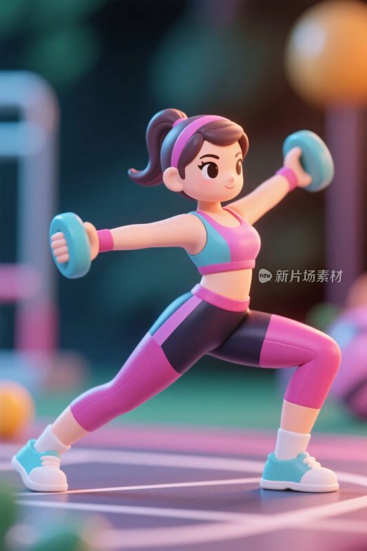 卡通健身人物动作