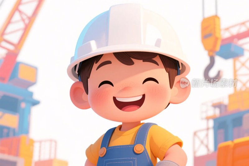 卡通建筑工人插画