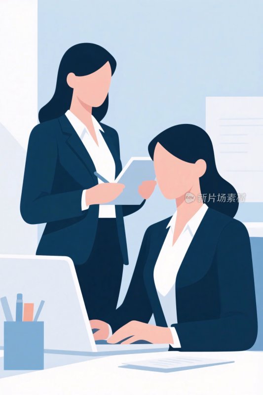 职场女性办公插画