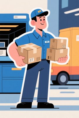 快递员卡通插画