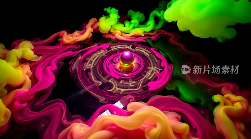 新片场素材神秘漩涡中的彩色云雾