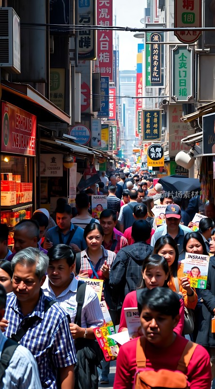 繁华街头人潮涌动热闹非凡