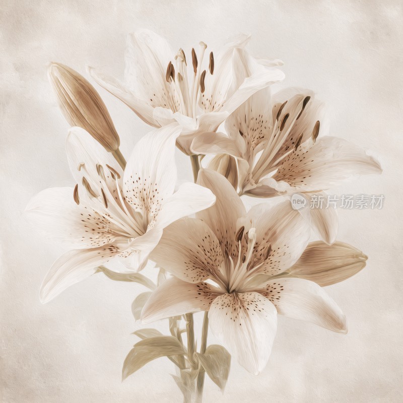 淡雅百合花插画