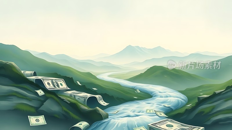 金钱河流过山间