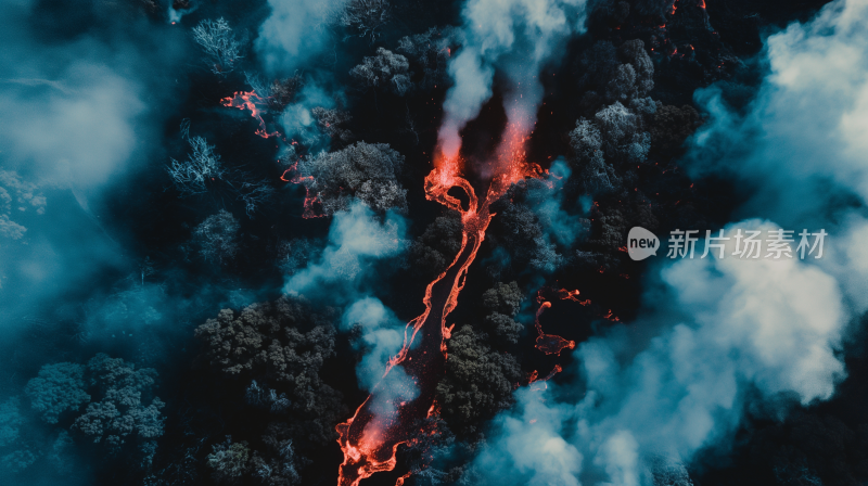 火山熔岩吞噬森林