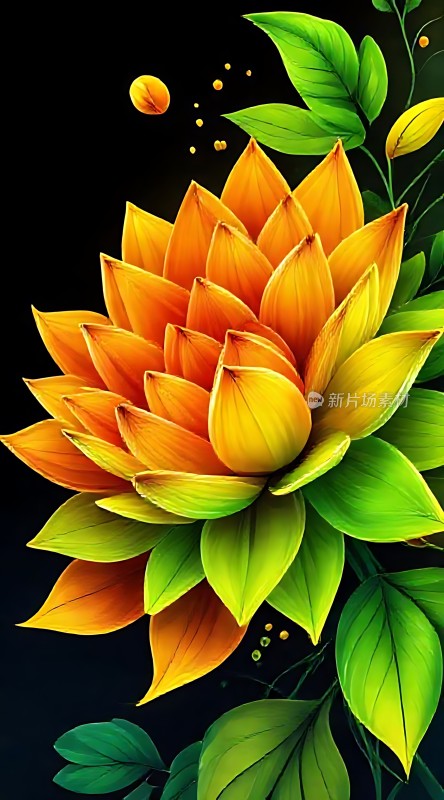 橙黄相间绽放的花朵