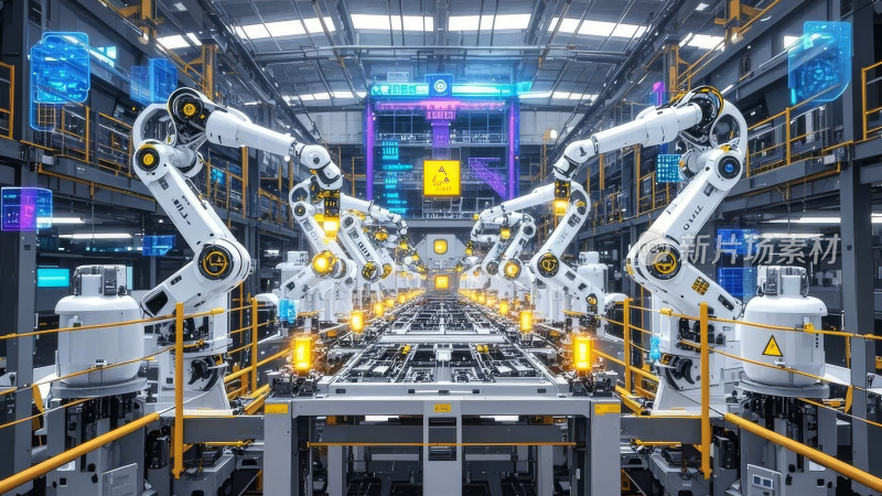 科技AI机器人工厂智能制造背景图