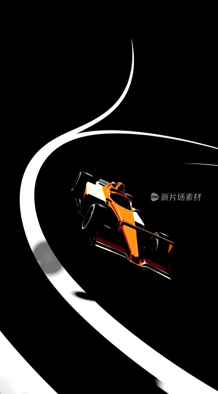 赛道飞驰橙黑赛车竞速
