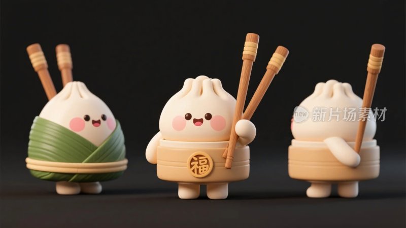 卡通美食玩偶插画