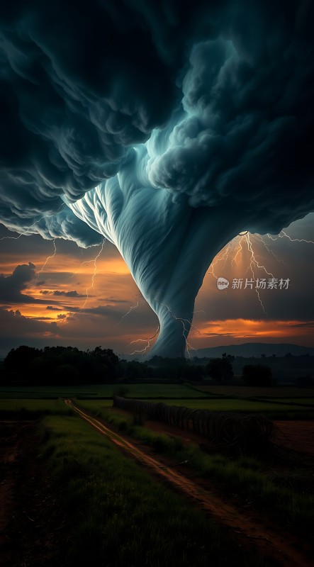 龙卷风来袭闪电划破天际