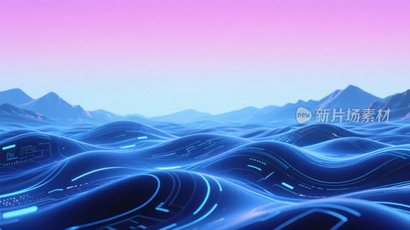 梦幻蓝紫渐变山水景观