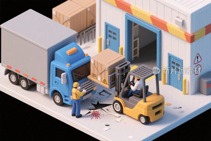 仓库叉车事故插画