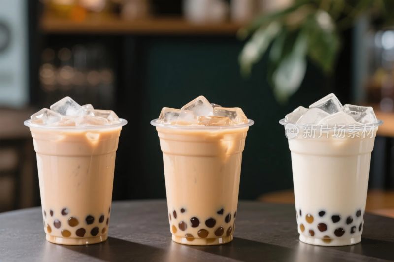 三杯珍珠奶茶展示