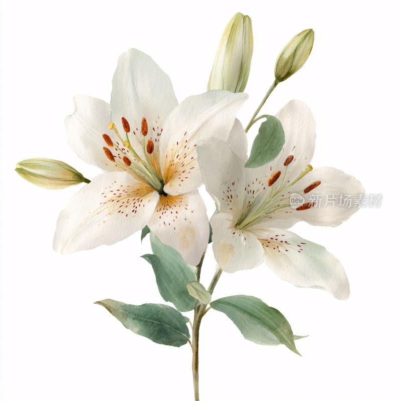 白色百合花插画