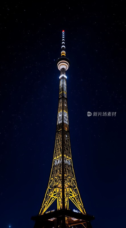 璀璨星空下的上海东方明珠塔