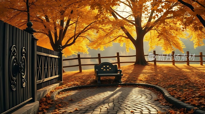 秋日暖阳下的宁静小径