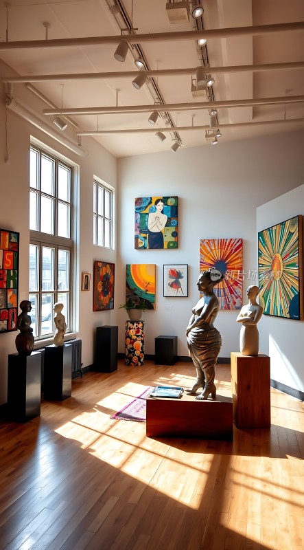 艺术殿堂雕塑与画作共舞