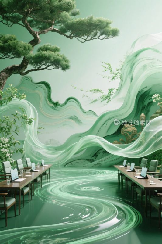 古风山水意境插画