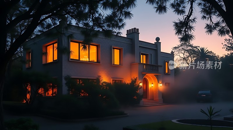 温馨夜幕下的优雅住宅