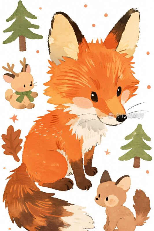 卡通森林小动物插画