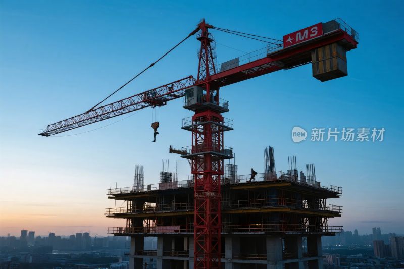 建筑塔吊施工场景