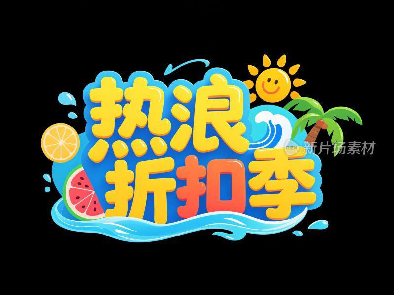 夏日热浪折扣季创意立体艺术字