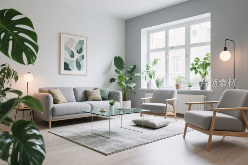 现代简约客厅场景图