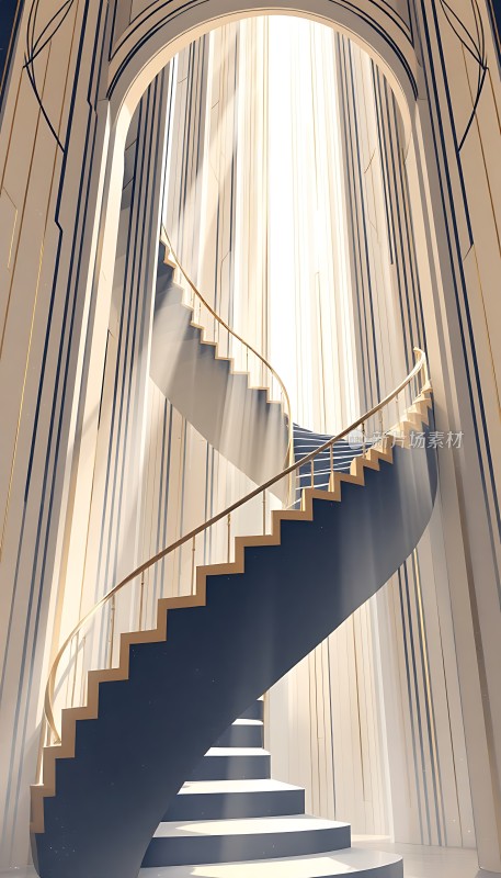 阳光下的螺旋楼梯