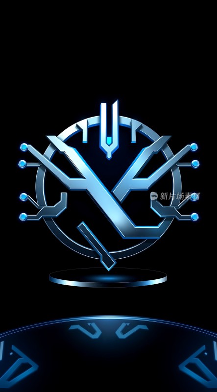 科技感十足的蓝色机械标志未来感十足