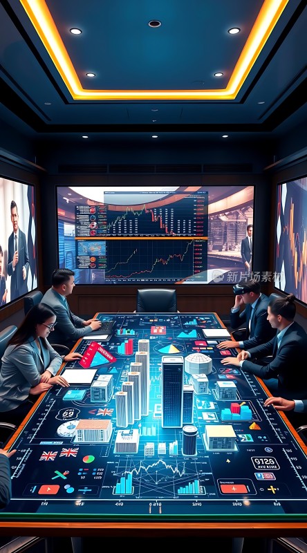 智能会议室里的商务会议