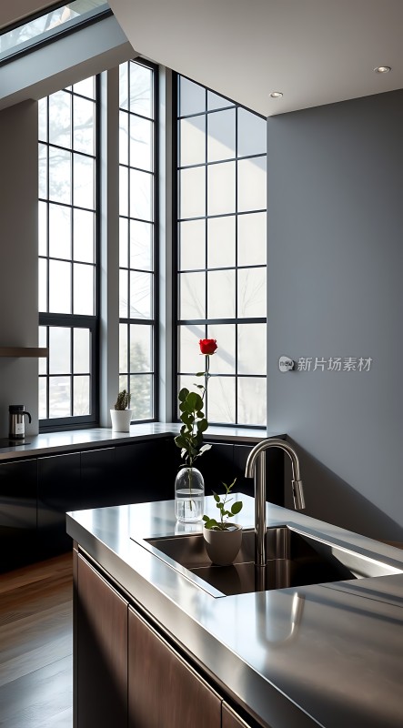 现代厨房设计自然光线充足简约风格