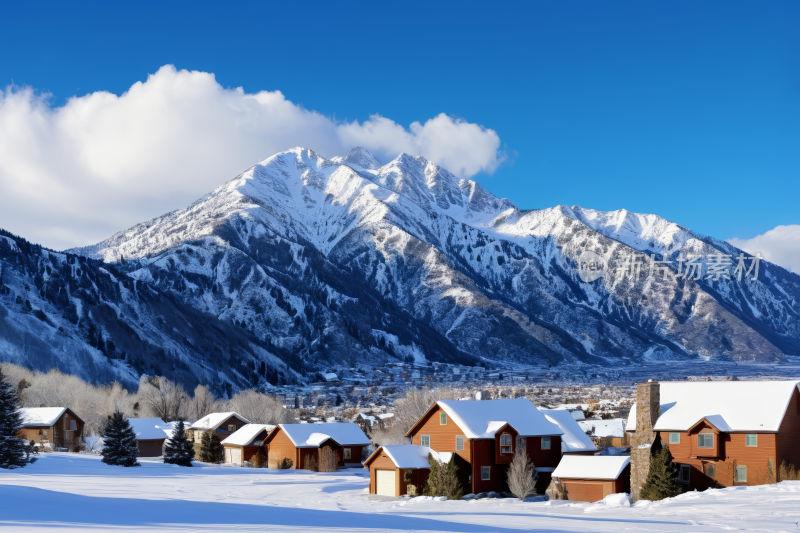 背景中的山脉上面有雪高清图片