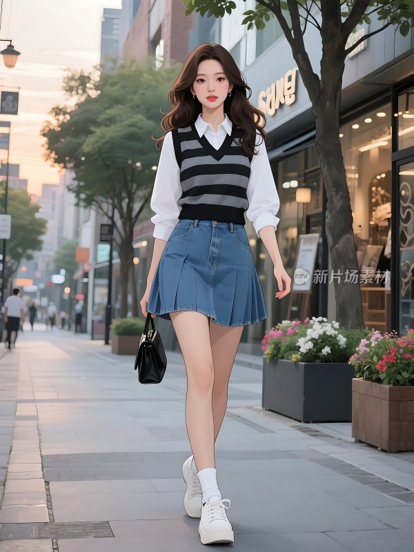 都市街景时尚穿搭青春活力