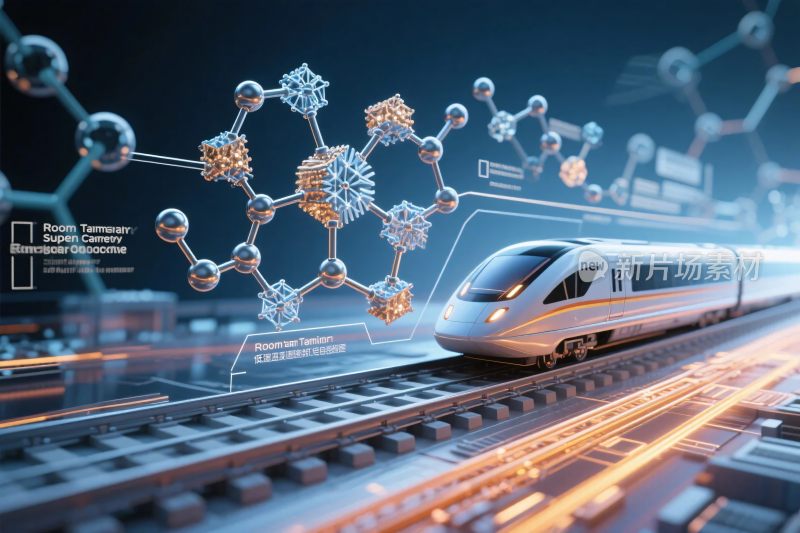 现代列车与分子科技图