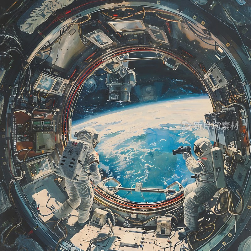 宇航员太空行走地球美景