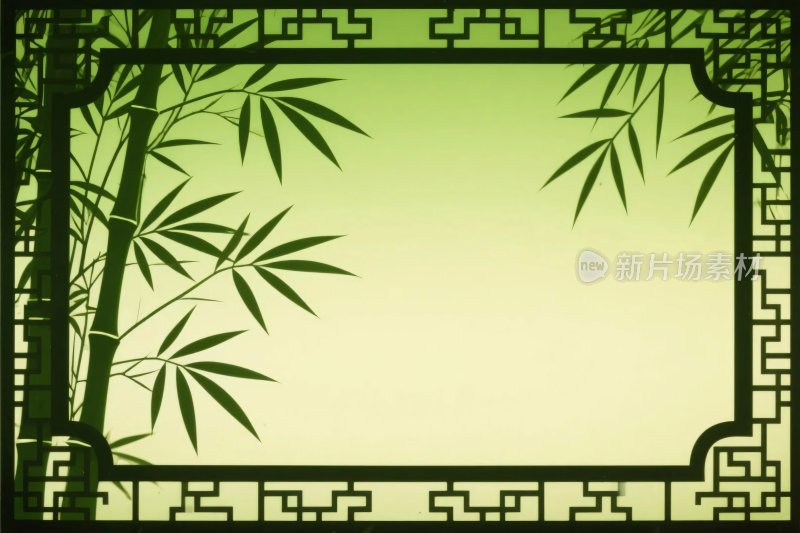 中式竹子边框插画