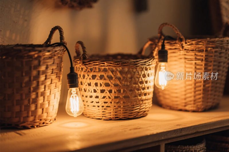 编织篮暖光居家场景