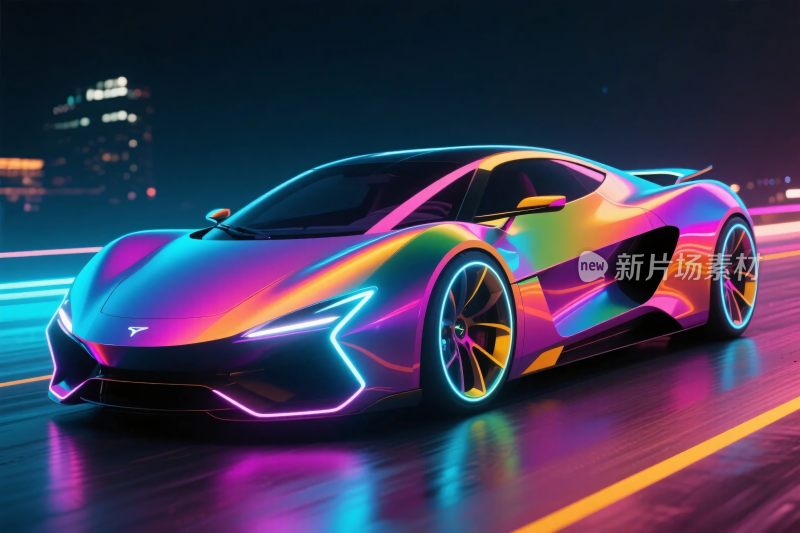 霓虹彩绘跑车
