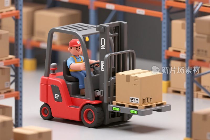 仓库叉车搬运货物